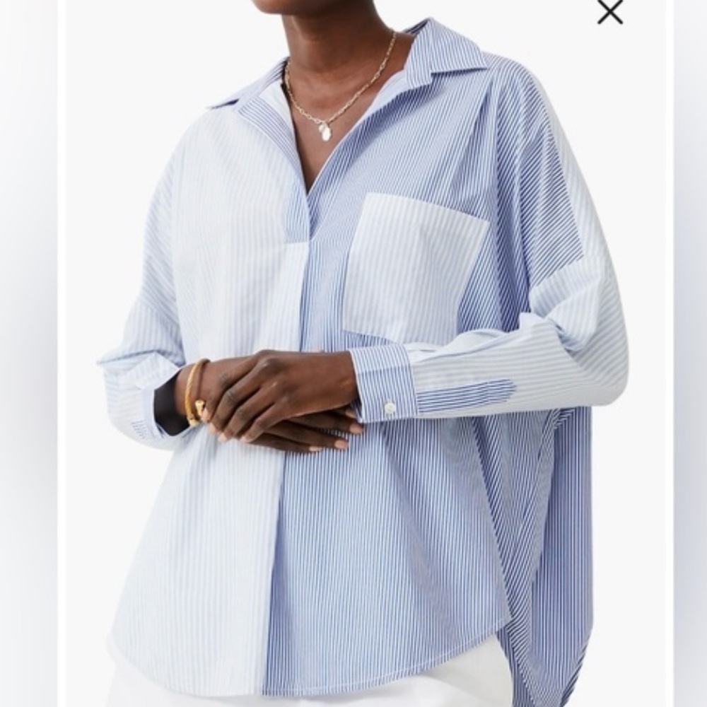 French Connection striped poplin pullover - XS